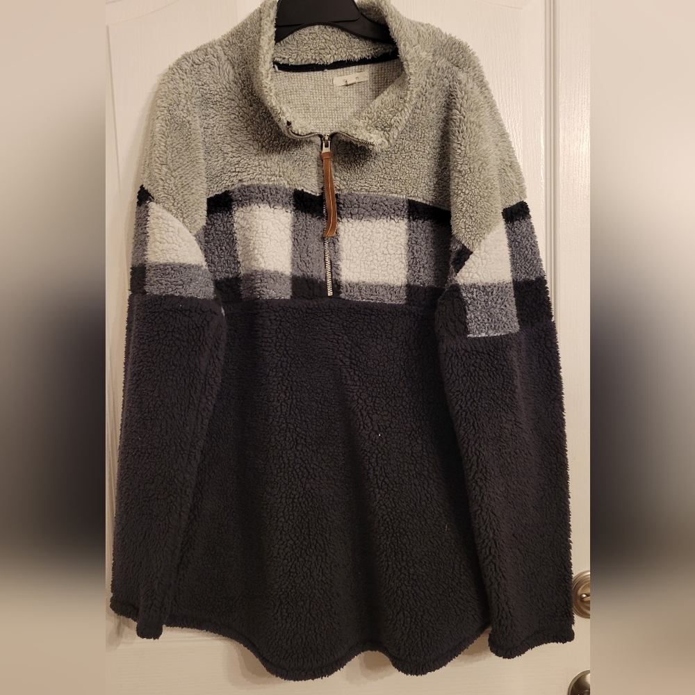 Maurices Black and Gray Checkered Cowl Sweater